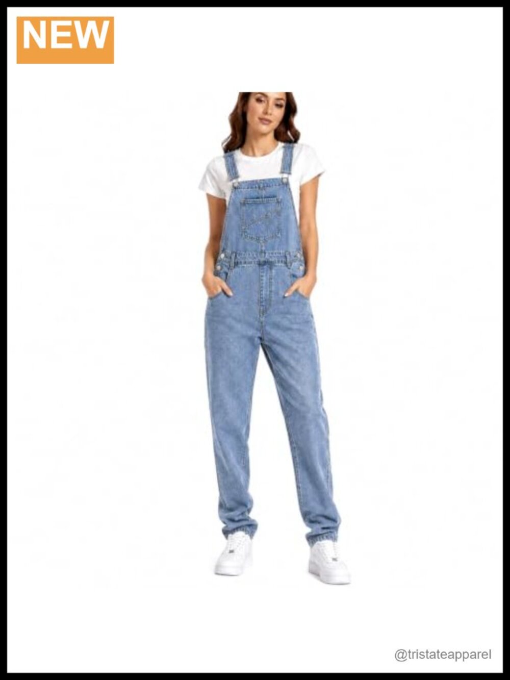 Loose Fit Cotton Denim Overalls Adjustable Straps Pockets